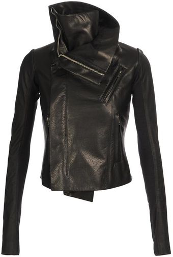 Rick Owens Combination Leather Biker Jacket - Lyst