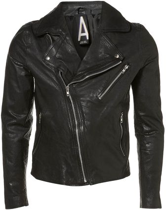 Topman Aaa Black Leather Biker Jacket - Lyst