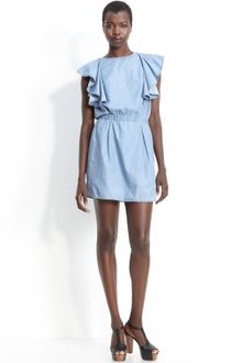 See By Chloé Ruffle Sleeve Chambray Dress - Lyst