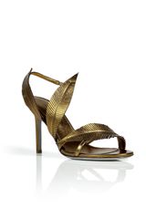 Sergio Rossi Bronze Leaf Design Sandals