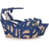 Etro Suedeappliquéd Wedge Sandals in Blue - Lyst