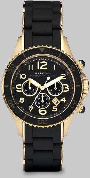 Marc By Marc Jacobs Ip Gold-finished Stainless Steel and Black Chronograph Bracelet Watch - Lyst