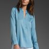 Vince 1/2 Placket Blouse in Blue (blue sky) - Lyst