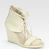 Maison Martin Margiela Laceup Mesh and Leather Wedge Ankle Boots in Beige (nude) - Lyst