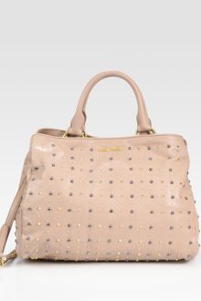 Miu Miu Studded Leather Top Handle Bag - Lyst