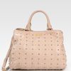 Miu Miu Studded Leather Top Handle Bag in Beige (black) - Lyst