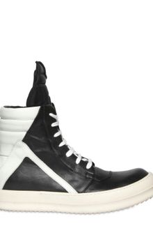 Rick Owens Leather Bicolor High Sneakers - Lyst