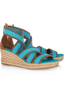 Tory Burch Stretch-canvas Espadrille Wedge Sandals - Lyst