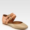 Chloé Leather Buckle Flats in Beige - Lyst