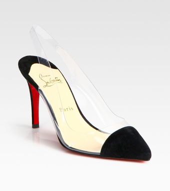 Christian Louboutin Translucent Point Toe Suede Slingback Pumps - Lyst
