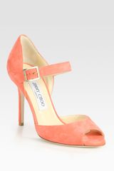 Jimmy Choo Lace Sue Suede Peep Toe Mary Jane Pumps