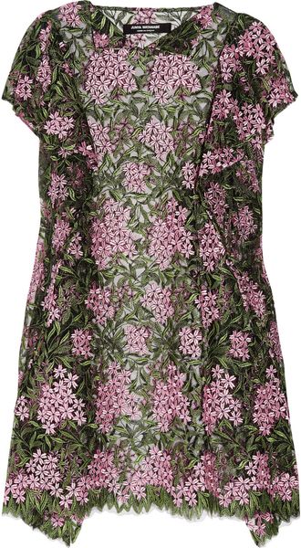 Junya Watanabe Floral Embroidered Tulle Dress - Lyst