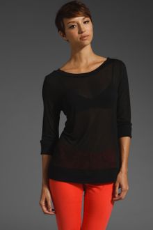 Lanston Tissue Jersey with Rib Boyfriend Pullover - Lyst