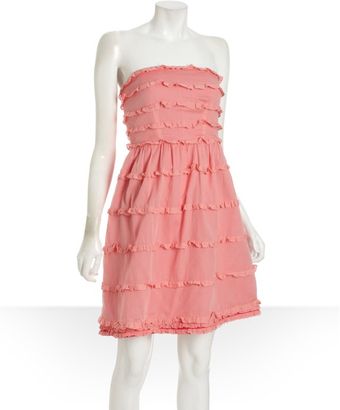 Marc By Marc Jacobs Salmon Cotton Tiered Strapless Dea Dress - Lyst