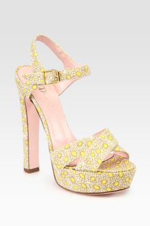 RED Valentino Daisy-print Canvas Platform Sandals - Lyst