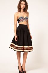Asos Full Skirt With Embroidered Hem