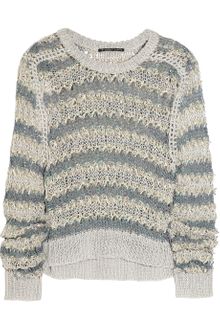 Theyskens' Theory Striped Open-knit Linen-blend Sweater - Lyst