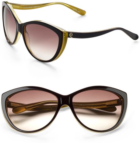 Alexander Mcqueen Twotone Plastic Catseye Sunglasses in Black - Lyst