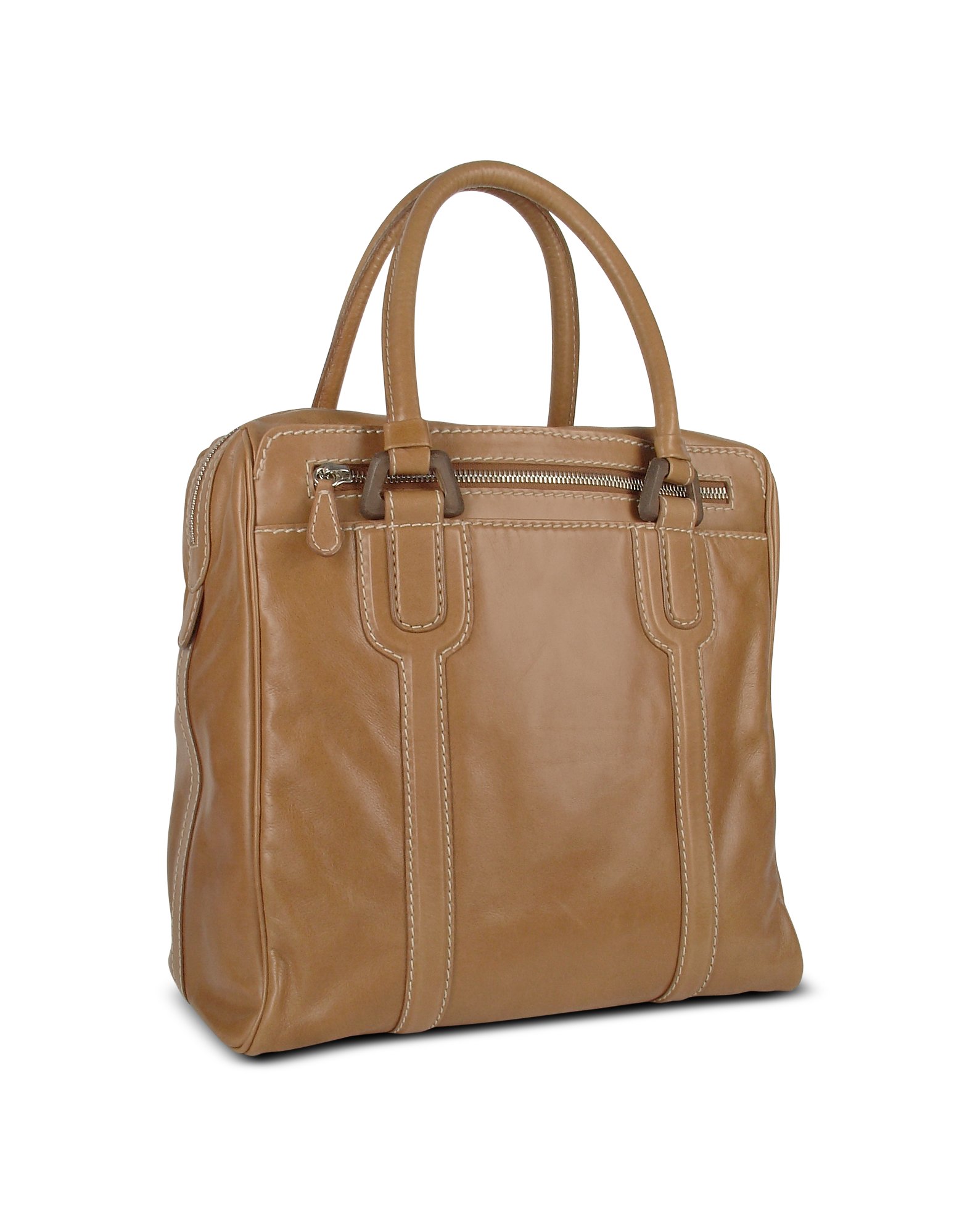 Buti Zippered Genuine Italian Leather Travel Tote Bag in Brown for Men (cream) | Lyst