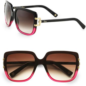 Dior Metal Accented Rectangular Plastic Sunglasses - Lyst