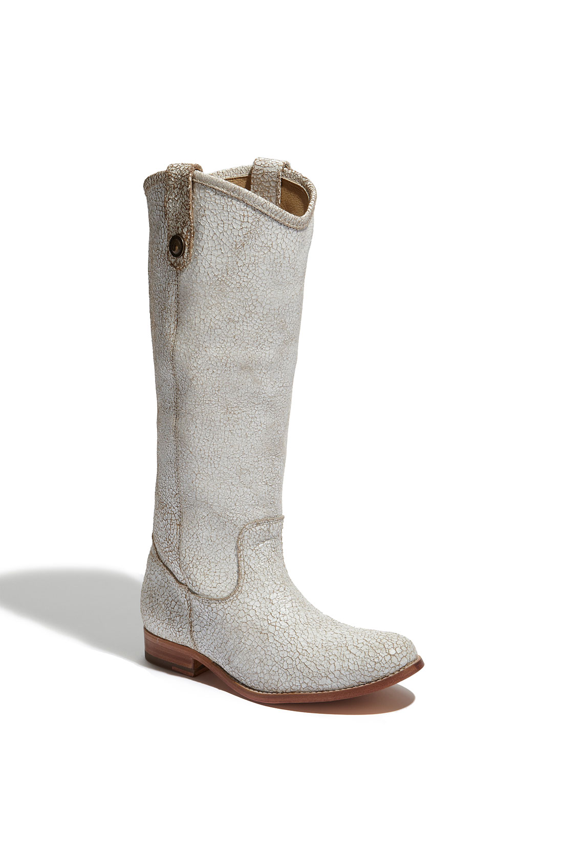 Frye Melissa Button Crackled Leather Boot in White (white leather) | Lyst