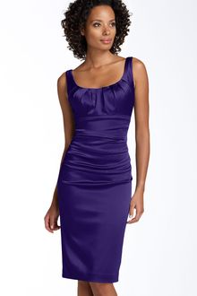 Suzi Chin For Maggy Boutique Stretch Satin Sheath Dress - Lyst
