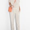 Vanessa Bruno Silk Stripe Trousers in Beige - Lyst