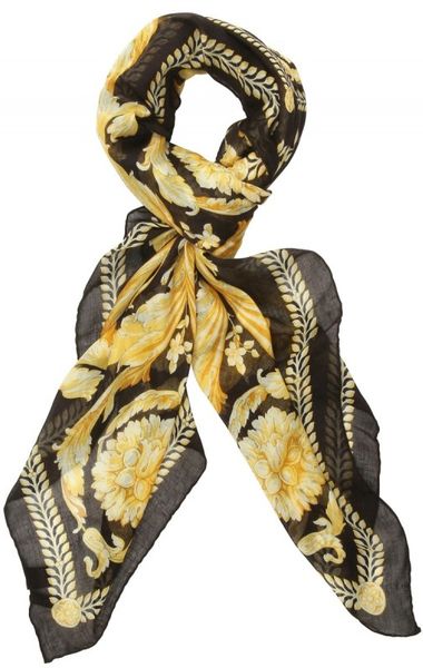 Versace Printed Woven Modal Linen Scarf in Gold (multi) - Lyst