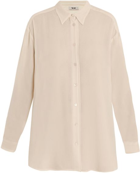 Acne Shining Sheer Blouse in Beige (nude) - Lyst