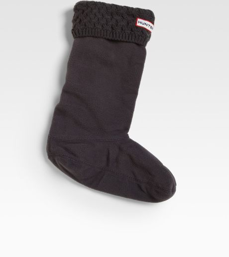Hunter Basketweave Knit Cuff Welly Socks in Gray (darkgrey) - Lyst