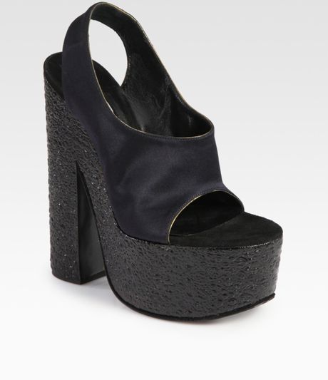 Rochas   slingback Satin Slingback sandals Black Lyst platform in Platform Sandals satin  rochas