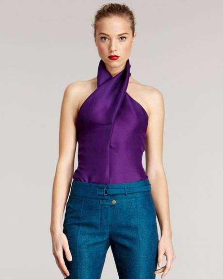 laurent cross neck halter blouse in purple lyst laurent cross neck halter blouse in purple lyst