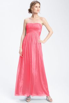 Aidan Mattox Beaded Metallic Chiffon Gown - Lyst