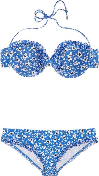 Miu Miu Printed Underwired Halterneck Bikini in Blue - Lyst