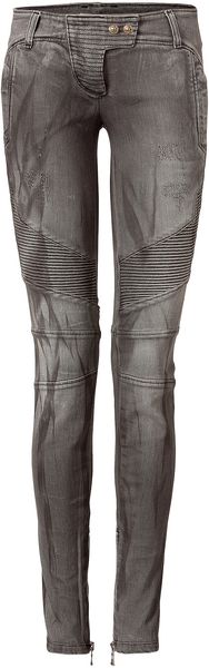 Balmain Grey Low Rise Denim Pants - Lyst
