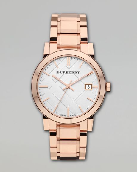 Burberry Check Sunray Watch in Gold (rose gold) - Lyst