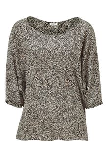 L'Agence Beige and Black Animal Print Silk Dolman Top - Lyst