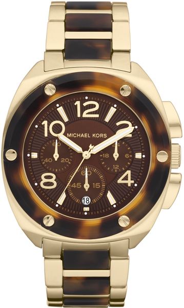 Michael Kors Midsize Tribeca Chronograph Watch in Brown (tortoise) - Lyst