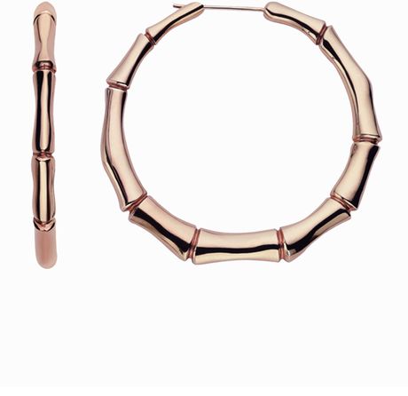 gucci hoop bamboo earrings lyst rose gold fullscreen