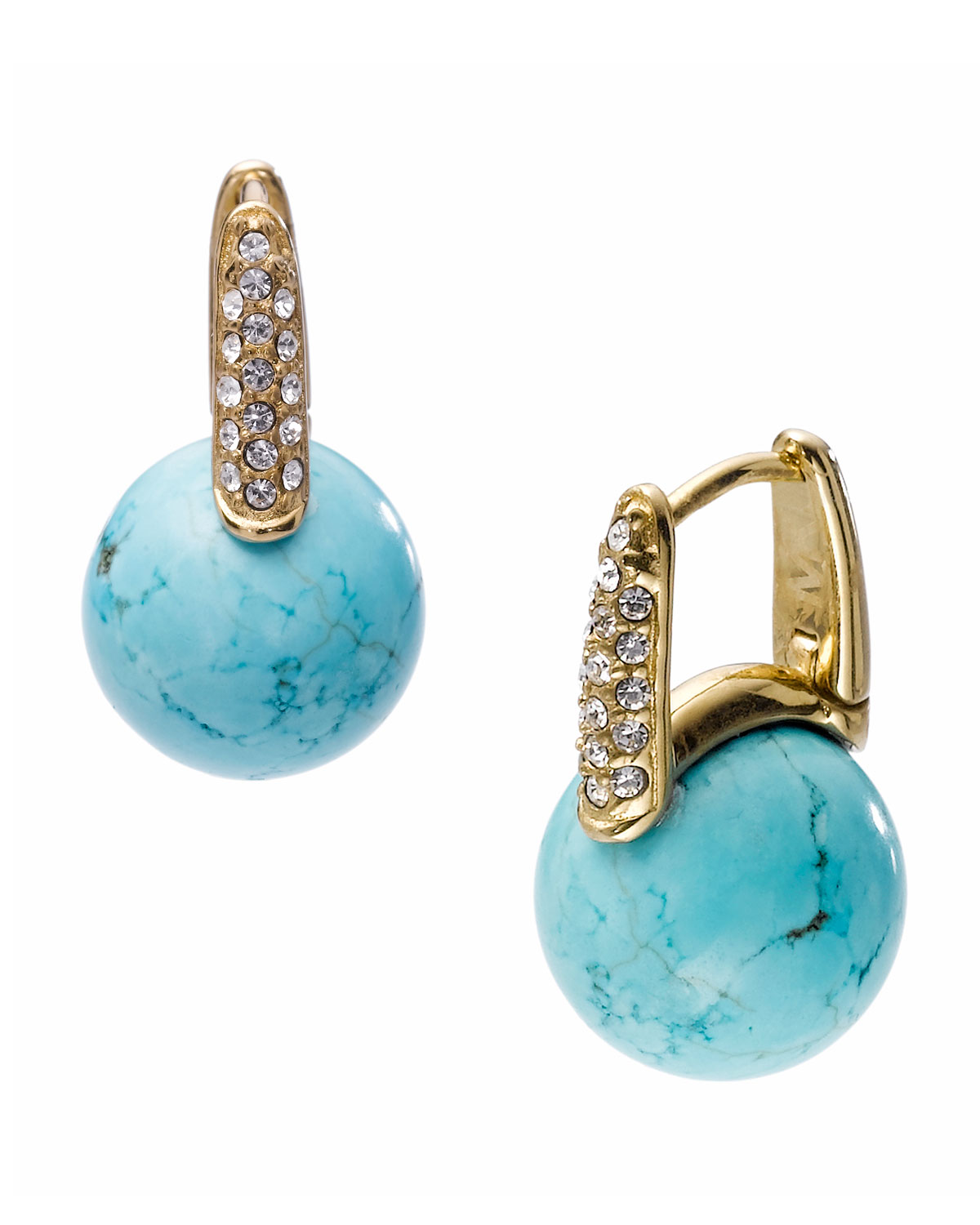 Michael Kors Turquoise Ball Drop Pave Huggie Earring in
