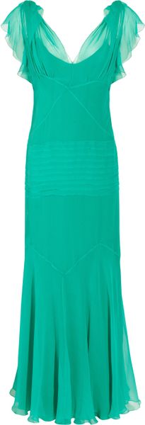 Alberta Ferretti Silkchiffon Gown in Green (emerald) - Lyst