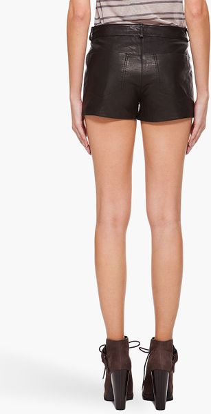Alexander Wang Black Leather Shorts in Black - Lyst