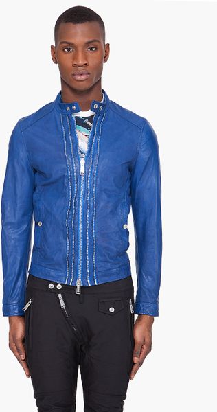 Dsquared2 Blue Multi Zip Leather Jacket in Blue for Men - Lyst