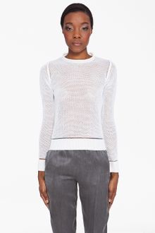Maison Martin Margiela White Loose Knit Crewneck Sweater - Lyst