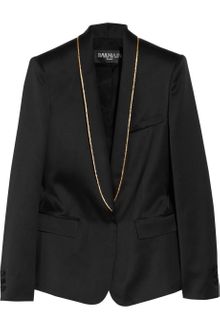Balmain Metallic-trimmed Silk-satin Jacket - Lyst
