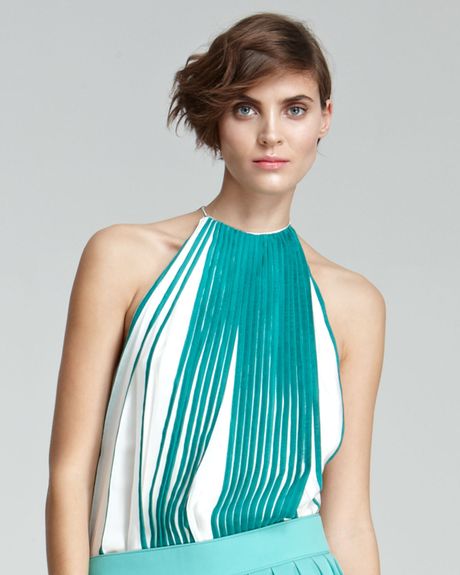 Chloé Pleated Halter Top in Green - Lyst