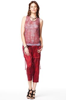 Edun Wrinkle Print Open Back Mesh Sweater Tank - Lyst