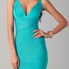 Hervé Léger V Neck Dress in Blue (peacock) - Lyst