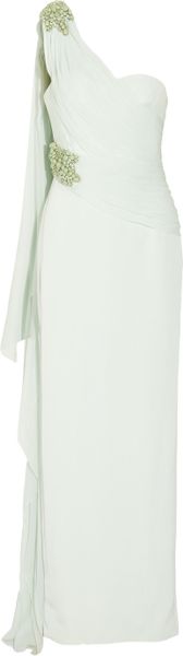 Marchesa Oneshoulder Silkcrepe Gown in Green - Lyst