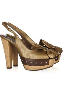Marni Metallic Leather Slingback Pumps - Lyst